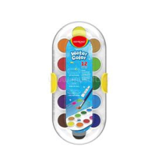 KeyRoad Vízfesték készlet 12 darabos, ecsettel és fehér fedőfestékkel vegyes színek (KEYROAD_38521) kréta, festék és papír