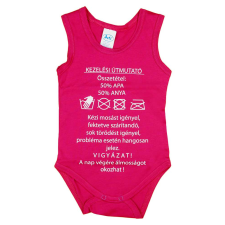 "Kezelési útmutató" feliratos ujjatlan baba body pink kombidressz, body