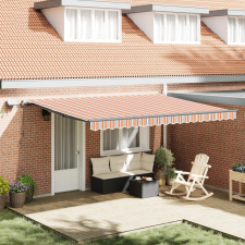  Kézi behúzható napellenző LED többszínű csíkos 450x300 cm kerti bútor