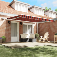  Kézi Behúzható Napellenző LED világítással Narancs és Barna 400x300 cm kerti bútor