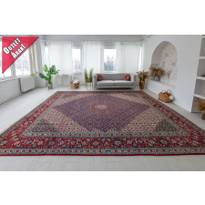 Kézi csomózású perzsa Tebriz zöldes kék bordó szőnyeg 398x297cm lakástextília