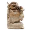  Kézműves Buddha Szobor - 30cm Fát Hozó - Fehér Súrolt