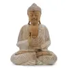  Kézműves Buddha Szobor - 40cm Oktató - Fehér Súrolt
