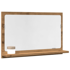  Kézműves tölgy szerelt fa tükrös fürdőszobaszekrény 60x11x37 cm fürdőszoba bútor