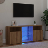  kézműves tölgy szerelt fa TV-szekrény LED-ekkel 120x30x50 cm