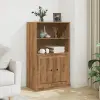  Kézműves tölgy színű szerelt fa magasszekrény 60x35,5x103,5 cm