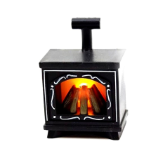  Kicsi fekete ledes kandalló. Mérete: 5x7x3 cm dekorációs kellék