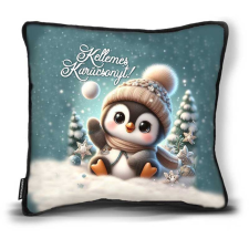 Kicsi karácsonyi díszpárna, Pingvin a hóban karácsonyi dekoráció
