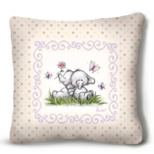  Kicsi plüss díszpárna, kis elefántok, bézs háttér plüssfigura