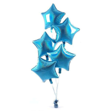 KidMania Csokor 10 fólia léggömbök csillagok, Baby Shower kék, Stars Magic, 18 inch party kellék