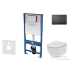 Kielle Genesis falra szerelhető WC szett, Ideal Standard Tesi WC és softclose ülőkével, Kielle Gemini III matt fekete nyomólappal SANI11AD5102