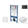Kielle Genesis falra szerelhető WC szett, Kielle Oudee WC soft close ülőkével, Gemini IV matt fekete nyomólappal 30505SS65