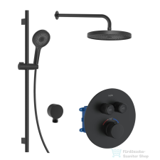 Kielle OUDEE falsík alatti termosztátos zuhanyrendszer fejzuhannyal, belső egységgel, matt fekete 20602SPT14 csaptelep