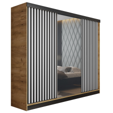 Kier Malani 200 Tolóajtós Szekrény 200cm, Arany Tölgy-Fehér bútor