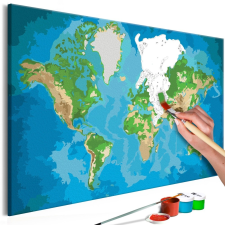 Kifestő Világtérkép, falitérkép - World Map (Blue & Green) 60x40 térkép
