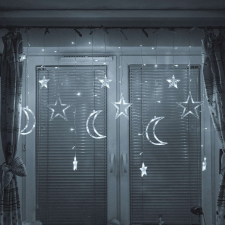 KIK LED csillag hold függöny lámpák 2.5m 138LED hideg karácsonyi dekoráció
