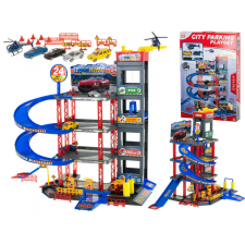 KIK OEM City Parking többszintes parkolóház, 46x53x36cm autópálya és játékautó