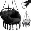 KIK Swing rojtos függőfotel párnákkal, 80cm, 150kg teherbírás, Fekete