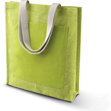 KIMOOD juta bevásárlótáska, pamut első zsebbel KI0221, Lime kézitáska és bőrönd