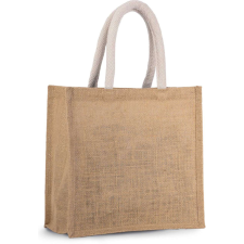 KIMOOD közepes méretű juta táska pamut füllel KI0273, Natural/Gold kézitáska és bőrönd