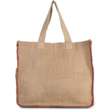 KIMOOD Női táska Kimood KI0248 Jute Bag With Contrast Stitching -Egy méret, Natural/Arandano Red
