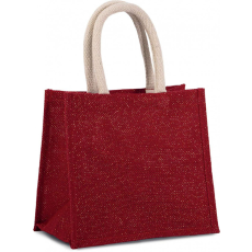 KIMOOD Uniszex bevásárló táska Kimood KI0273 Jute Canvas Tote - Medium -Egy méret, Cherry Red/Gold