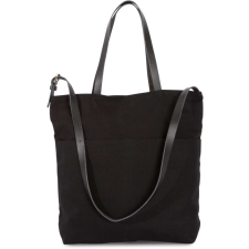 KIMOOD zsebes bevásárlótáska bőr füllel és vállpánttal KI0287, Black kézitáska és bőrönd