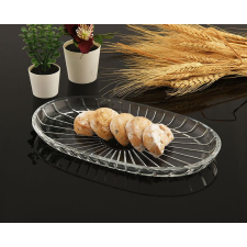 Kínáló tányér ovális Elegant 16,3x27,8cm üveg tányér és evőeszköz