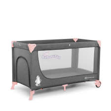 Kinderkraft utazóágy Joy szürke-pink utazóágy