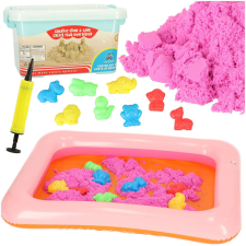Kinetikus Homokozó készlet rózsaszín színben, 1 kg, 8 formával és homokozóval homokozójáték