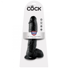 King Cock 10&quot; dildó, herékkel (25 cm - fekete) műpénisz, dildó