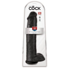 King Cock 15 - gigantikus, tapadótalpas, herés dildó (38cm) - fekete műpénisz, dildó
