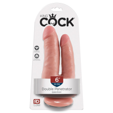King Cock Double Penetrator - élethű dupla dildó (natúr) műpénisz, dildó