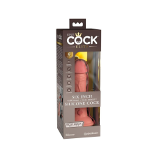 King Cock Elite 6 - tapadótalpas, élethű vibrátor 15cm (sötét natúr) vibrátorok