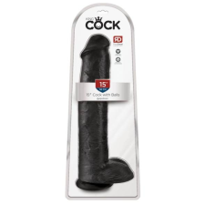 King Cock King Cock 15 - gigantikus, tapadótalpas, herés dildó (38cm) - fekete műpénisz, dildó