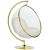 King Home Bubble Stand Gold függőfotel akril bézs velúr párnával