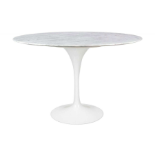 King Home TULIP MARBLE 120 CARRARA fehér asztal - kerek márványlap, fém bútor