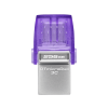 Kingston DataTraveler microDUO 3C USB 3.2 Gen1 Pendrive, USB-A és C, 256GB, ezüst-lila (DTDUO3CG3/256GB)