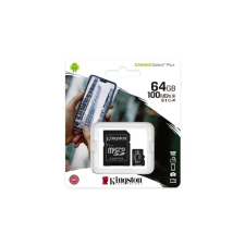 Kingston Memóriakártya, microSDXC,64GB, CL10/U1/A1, adapter, KINGSTON  Canvas Select Plus memóriakártya