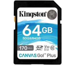 Kingston SDXC Canvas Go Plus 170R 64GB U3/V30 (SDG3/64GB) - Memóriakártya memóriakártya