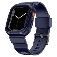 KINGXBAR CYF106 2in1 tok és csereszíj Apple Watch SE, 9, 8, 7, 6, 5, 4, 3, 2, 1 (41, 40, 38 mm) kék okosóra kellék