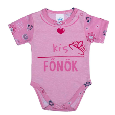 Kis főnök feliratos rövid ujjú baba body kombidressz, body