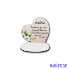 Kis talpas fa szív 13,2x12,8cm - Drága dédim/barna dekorációs kellék