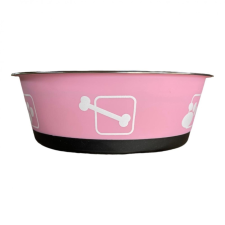  Kisállat rozsdamentes fém tál műanyag burkolattal-L - Rózsaszín kutyatál