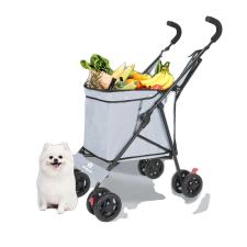  Kisállathordozó, robusztus felépítésű, összecsukható kivitel, szürke szállítóbox, fekhely kutyáknak