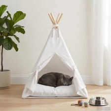  Kiskedvenc teepee párnával Fehér 40 x 40 x 50 cm Poliészter szállítóbox, fekhely macskáknak