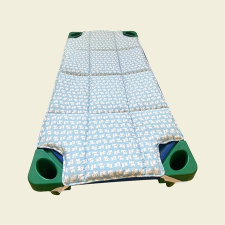  Kismacskás kék steppelt derékalj óvodai fektetőre lakástextília