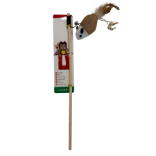  Kistappancs természetes pálcás macskajáték – juta egér tollal és csengővel játék macskáknak