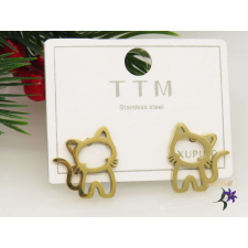  Kitti nemesacél cicás fülbevaló-18K fülbevaló