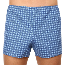 Klasszikus férfi bő szárú boxeralsók Foltýn kék kockás nagyméretű (KN78) 4XL férfi alsó